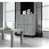 KONTE.DESIGN Credenza PIETRASANTA in legno, finitura in grigio cemento, piano effetto marmo statuario, 136x50 cm