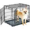 New World Gabbia per cani a doppia porta, pieghevole, in metallo, 61 cm, maggiore sicurezza, con vaschetta a prova di perdite, per cani di piccola taglia