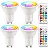 iLC LED Lampadine Faretto GU10 colorate Cambiare colore Lampadina RGB Bianco Dimmerabile Caldo 2700K Equivalenti a 40 W - 5 Watt RGBW Colori - Telecomando Incluso (Confezione da 4)