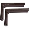 AERZETIX - C57890 - Set di 2 Supporti staffe consolle per mensole ad angolo retto 180x115x35mm - per fissaggio a parete - in acciaio - con tappi in plastica marrone