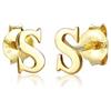 Elli Earrings Studs Letter S Initials Minimal in 925 Sterling Silver Gold Plated