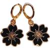 Lunix Orecchini Fiori Di Ciliegio Boccoli A Cerchio Con Ciondolo Smaltato Idea Originale per Regalo Natale Compleanno Festa Della Mamma,Fatto a Mano, Gioielli Donna Ciliegio smaltati (Nero)