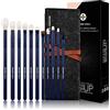 EIGSHOW Set di pennelli occhi 11 pezzi, pennelli per il trucco per ombretto, eyeliner, sopracciglia, correttore e sfumatura, vegani e cruelty-free, per un trucco occhi raffinato (Blu)