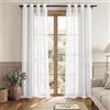 PONY DANCE Tende Bianche Soggiorno Effetto Lino Semitrasparenti Tende Camera da Letto Moderna Curtains per Interni con Anelli 2 Pezzi L 140 x A 200 CM