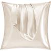 Vielit - Set di 2 federe per cuscino in raso, 80x80 cm, colore beige, morbide e più facili da lavare delle federe in seta, adatte per capelli e pelle