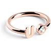 SINGULARU - Anello Personalizzato Letter Spark. Regolabile. Argento Sterling 925 con Finitura Placcata Oro 18Kt. Taglia Unica. Gioielli da Donna. Lettera U