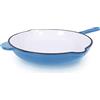 ECHTWERK Padella in ghisa con rivestimento smaltato, padella in ghisa, padella con due manici e beccuccio, adatta per forni, barbecue, induzione, crema, Ø 26,5 cm, azzurro