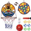 Goujfol Canestro Basket Bambini con Freccette Giocattoli, 2 in 1 Bersaglio Freccette e Mini Basket Bambino Giochi, Doppia Faccia Appendere Sportivo Giocattolo, Interni ed Esterno Regalo Gioco (Marrone)