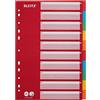 Leitz Divisori A4 1-10 con indice, cartone riciclato resistente, rosso/multicolore