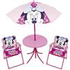 ARDITEX WD14418 Set da tavolo (50 x 50 x 48 cm), 2 sedie (38 x 32 x 53 cm) e ombrilla (diametro 110 cm) di Disney-Minnie