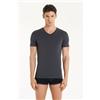 Tezenis T-shirt Scollo A V In Cotone Elasticizzato Uomo Grigio