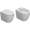 COPPIA SANITARI VASO BIDET E COPRIVASO RALLENTATO GLOBO 4ALL A TERRA 54X36 SENZABRIDA