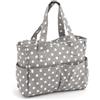 Hobby Gift Borsa Artigianale Esclusiva, Borsa a Tracolla, Borsa per Maglieria, deposito di Filati, Zaino per la Scuola, 13 x 36 x 31 cm, Grigio a Pois