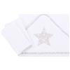 Babybay Hood Towel 100X100 Cm incl. Two Washcloth,White Application Star Pearl Grey, Multi Color, Taglia Unica
