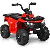 GYMAX Quad Giocattolo per Bambini, Veicolo Elettrica con Batteria Ricaricabile, Velocità di 3 km/h, con MP3 e USB, Adatto a Bambini tra 3 e 6 Anni, con Ruote Antiscivolo, 68,5x41x49,5 cm (Rosso)