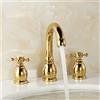 XJTNLB Retrò 2-Handle Rubinetto Bagno Lavabo Caldo e Freddo Multifunzione Ottone Rubinetto per Lavabo Tre Fori Rubinetto di Mescolanza,Oro