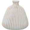 DRW Vaso Bottiglia con scanalature in ceramica in bianco opaco e oro 17x24x26 cm