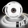 TTWAY Striscia LED COB 2 m, 6000 K, luce diurna, con alimentatore di rete e telecomando, DC24 V, 480 LED/M, CRI 90+, 8 mm di larghezza, strisce LED dimmerabili per la decorazione della stanza