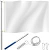 Photect Set di Bandiera Asta Portabandiera Telescopica, 90 x 150 cm, Bianco | Fischietto con Cordino, 2 Clip Inclusi, Bandiera Monocolore in Poliestere, Con Occhielli da Dipingere o Spruzzare