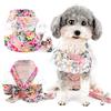 Zunea Imbracature con Pettorina per Cani di Piccola Taglia Media Antifuga Fiori Stampati Cuccioli Pettorina Guinzaglio Morbido Traspirante Abbigliamento in Pizzo con Fioccoper Chihuahua Rosa XL