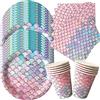 WIDEBG Sirena Stoviglie per Feste di Compleanno Stoviglie Ragazze Forniture per Feste Sirena Bicchieri Piatti Carta Tovaglioli Mare Tema Stoviglie Baby Shower 16 Ospiti