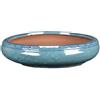 Vaso per bonsai rotondo in gres smaltato verde 12,5x12,5x2,5 cm - G237d