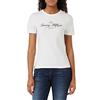 Tommy Hilfiger T-shirt Maniche Corte Donna Scollo Rotondo, Bianco (Th Optic White), XXS