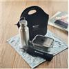 Set porta pranzo con posate e bottiglia doppia parete in acciaio inox personalizzate o neutre
