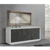 Credenza LAMPEDUSA in legno, finitura bianco frassinato ante finitura acciaio ossidato, 180×50 cm