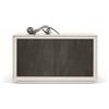 Credenza LAMPEDUSA in legno bianco frassinato, ante finitura acciaio ossidato, 140×50 cm