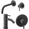 Vema Rubinetterie - Maira nero set lavabo al muro + bidet con scarico + miscelatore doccia V27050F0202-V27070F0202-V27130F0202