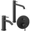 Vema Rubinetterie Vema - Maira nero set lavabo alto + bidet con scarico + miscelatore doccia deviatore V27020F0202-V27070F0202-V27140F0202
