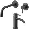 Vema Rubinetterie Vema - Maira nero set lavabo al muro + bidet con scarico - V27050F0202-V27070F0202