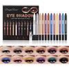 Holzsammlung 12 Crema Ombretto Stick, Ombretto Stick Opaco Altamente Pigmentato,Ombretto Diamond Glitter Metallo Occhi, Brillantemente Lunga Durata Shimmer Penna Ombretti con Temperino