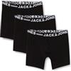 JACK & JONES Jacsense Trunks, Confezione da 3 Boxer Shorts, Nero/Dettaglio: Nero e Nero, XXXXXXL (Pacco da 3) Uomo