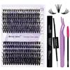 WENDY LASHES Ciglia Finte Individuali Kit D Curl 240PCS DIY Cluster Lashes Kit 30P/40P 0,07mm Mix 12-16mm Ciuffetti Extension Ciglia Kit Ciuffetti Ciglia Finte WENDY LASHES(30D/40D-D-DIY Lash Extension Kit)