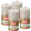 Bolsius Candele Rustiche a Colonna - Metallizzate - 13 x 7 cm - Grigio Sabbioso e Oro - Confezione da 4 - Lunga Durata - Include Cera Vegana Naturale - Senza Olio di Palma