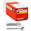 Fischer 50 Tasselli SX Plus BM con Vite Testa Esagonale 12x60 mm Muro Pieno, Mattone Forato, Muratura, Calcestruzzo, per il Fissaggio di Lampadari, Mobili, Pensili, Mensole, 567626