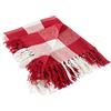 DII Coperta rustica con nappe decorative, da usare per sedia, divano, letto, picnic, campeggio, spiaggia e semplicemente stare accogliente a casa, rosso e bianco