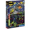 Clementoni- Batman Supercolor Glowing Lights-Batman-104 Pezzi Bambini 6 Anni, Fluorescenti, Puzzle Cartoni Animati-Made in Italy, Multicolore, 27175