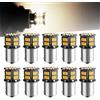 Defvnsy - Confezione da 10 - Bianco caldo 3000K 1156 BA15S 1141 1003 7506 Lampadine a LED 3014 54-SMD Lampade per interni 12V RV/Camper/Illuminazione per rimorchi/Luci da cantiere