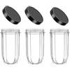 Nicoone 3PCS Tazze di Ricambio per Magic Bullet 250W 16OZ con Coperchio | Compatibili con Magic Bullet Frullatore 250W, Pratiche e Resistenti
