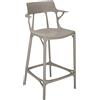 Kartell A.I. Stool Recycled Sgabello, Grigio, H 65 cm