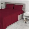 Italian Bed Linen Set Lenzuola Letto Matrimoniale Cotone Max Color, lavorato in Italia - Completo Letto, Lenzuolo Sotto con Angoli, Telo Sopra 240x300 cm e 2 Federe con Patella Interna, Bordeaux