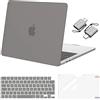MOSISO Custodia Compatibile con MacBook Air 13 Cover M5 M4 M3 M2 2026-2022 A3449 A3240 A3113 A2681,Case per MacBook Air 13,6'' display Liquid Retina&Copritastiera&Pellicola&Tipo C, Grigio
