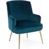 Sedute TP 90 poltrona in velluto verde petrolio con gambe oro
