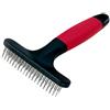 Ferplast Pettine per Cani a Rastrello Doppia Fila per Sottomanto Pelo Medio-lungo, Denti Cromati Arrotondati, Manico in Gomma Antiscivolo