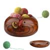 RoseFlower 6.3 Pollici Ciotola per Filati in Legno con Coperchio Rimovibile -Legno Filato Titolare Maglieria Conservazione Ciotola Portautensili per Lavoro a Maglia o Uncinetto Lana Cucito