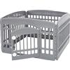 Iris Ohyama Recinto per Cani da Interno con Porta, A60cm, 4 Pannelli, Grigio, Plastica, Parco, Per Cucciolo, Gatti, Animali domestici, Interni, Esterni, Gabbia, Cuccia, Canile, CI-604E