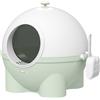 PawHut Lettiera per Gatti 4kg max con Paletta in PP e PC, 53x51x48cm, Bianca e Verde|Aosom
